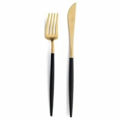 Cutipol - Goa Matte Black & 24k Gold Plate Stainless Steel Carving Set 2pce