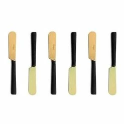 Cutipol - Ebony Matte Black & Gold Butter Knife Set 6pce