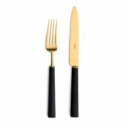 Cutipol - Ebony Matte Black & Gold Carving Set 2pce