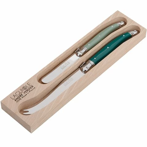 Laguiole - Debutante Cheese Knife Forest Green Set 2pce 3 Laguiole - Debutante Cheese Knife Forest Green Set 2pce