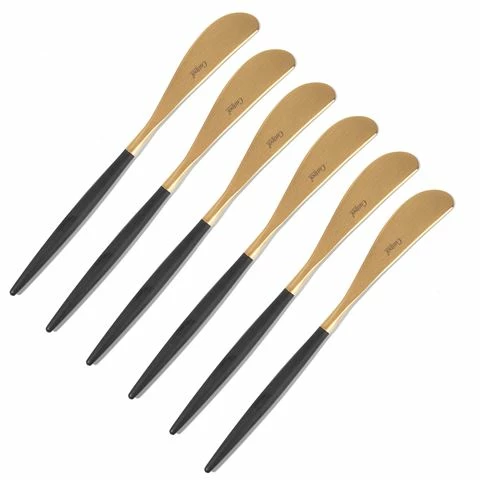 Cutipol - Goa Black/Matte Gold Butter Knife 6pce Set 2 Cutipol - Goa Black/Matte Gold Butter Knife 6pce Set