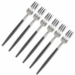 Cutipol - Goa Black/Matte Steel Pastry Fork Set 6pce