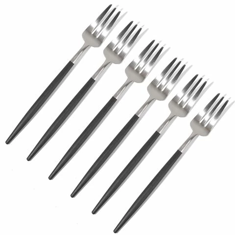 Cutipol - Goa Black/Matte Steel Pastry Fork Set 6pce 3 Cutipol - Goa Black/Matte Steel Pastry Fork Set 6pce