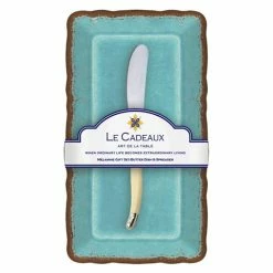 Le Cadeaux - Antiqua Butter Dish W/Butter Spreader Turq 2pce