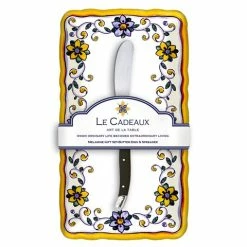 Le Cadeaux - Capri Butter Dish W/Butter Spreader Set 2pce