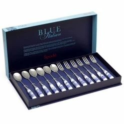 Spode - Blue Italian Pastry Fork & Teaspoon Set 12pce