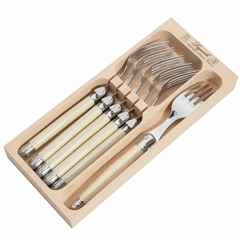 Laguiole - Debutante Steak Fork Ivory Set 6pce 3 Laguiole - Debutante Steak Fork Ivory Set 6pce