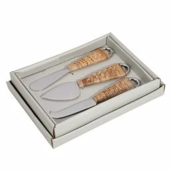 Flair Decor - Silver & Rattan Cheese Knife Set 3pce